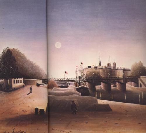 Henri Rousseau View of Ile Saint-Louis from the Port of Saint Nicolas(Evening)
